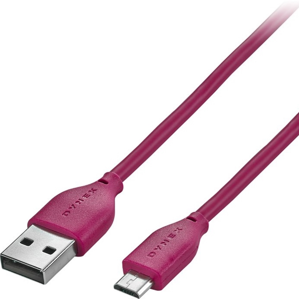 NIB Dynex Color Ruby Pink 3' Micro USB to USB Charge and Sync Cable DX-9MC